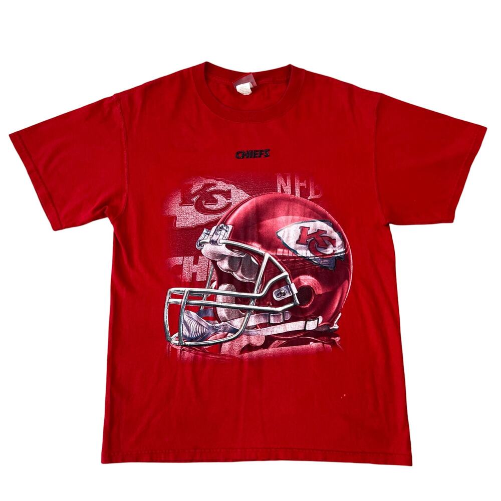 Vintage Men's NFL Kansas City KC Chiefs Football Helmet T-Shirt (Sz M)